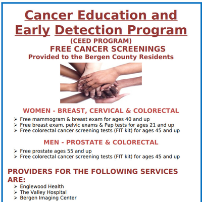 The Bergen County CEED Program (Cancer Education and Early Detection)