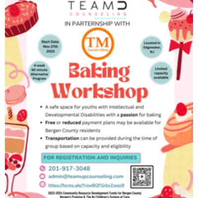 Baking WorkShop for youth with I/DD ages 12-21 (TeamUp Counseling)